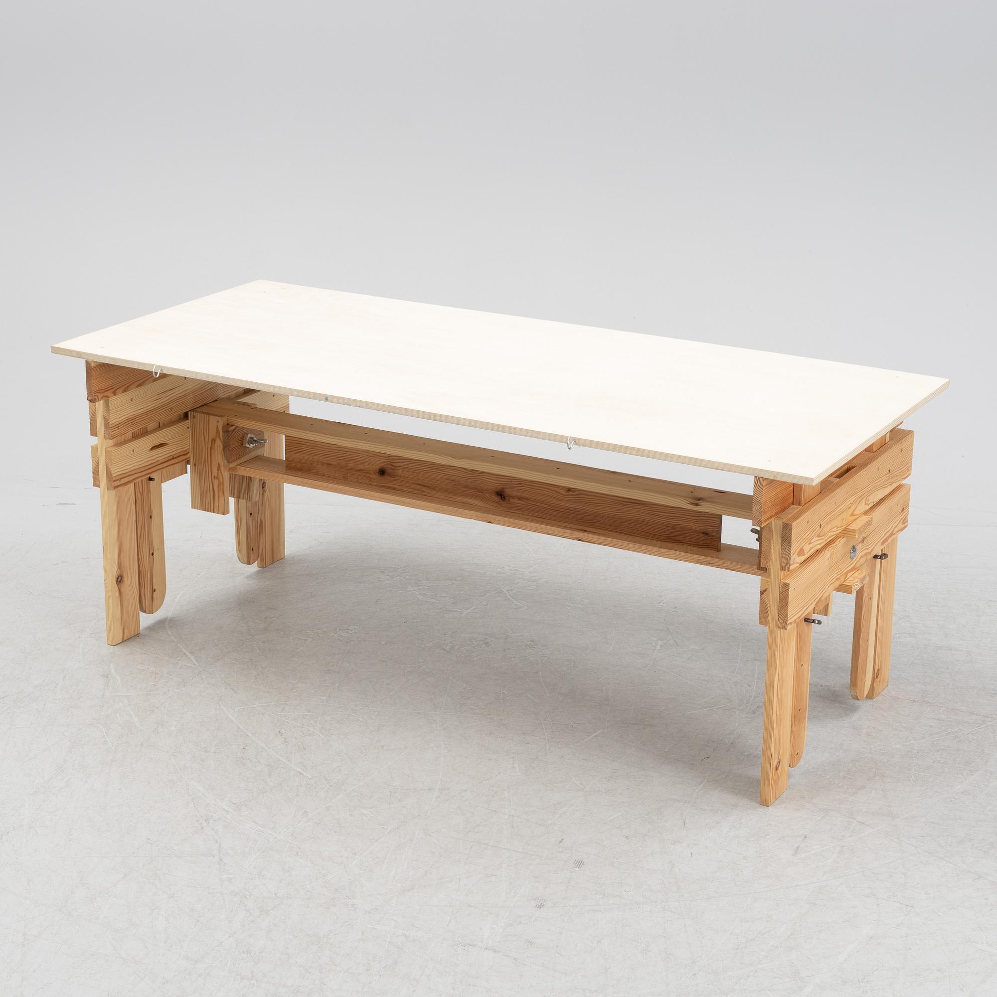 Enzo Mari, after, a wooden drawing table, made by, master carpenter in Sweden 2019.