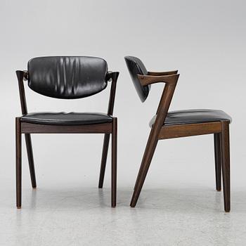 Kai Kristiansen, Four chairs, model 42, Schou Andersen, Denmark, 1950s.