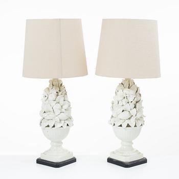 Table lamps, a pair, porcelain, 20th century.