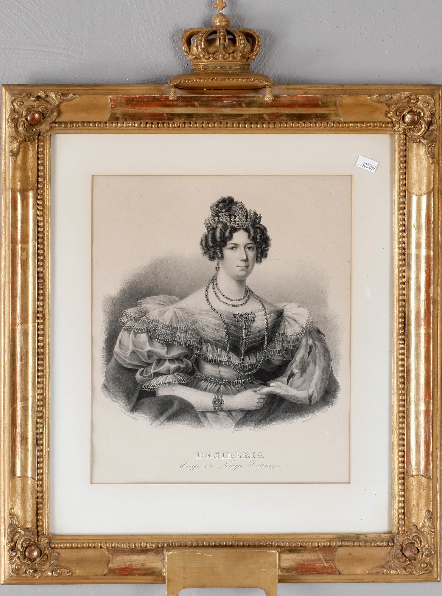 KUNGLIGA LITOGRAFIER med KRÖNTA RAMAR, ett par, Carl Christian Jarlesson-Ekenstedt, 1800-talets första hälft.