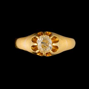 RING, 18K (92) guld, gammalslipad diamant. Ryssland 1899-1908.