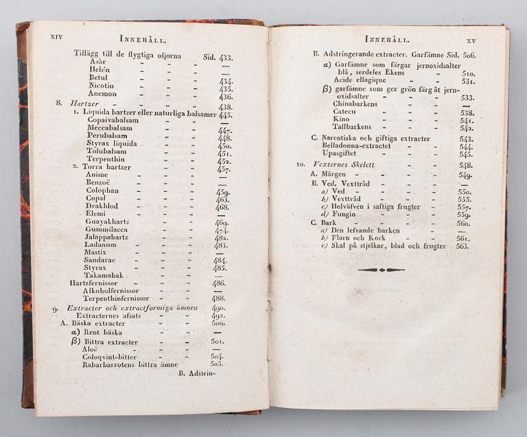 BÖCKER: Lärbok i Kemien av dr J Jac Berzelius, 4 volymer, 1817, 1822, 1818 samt 1827.