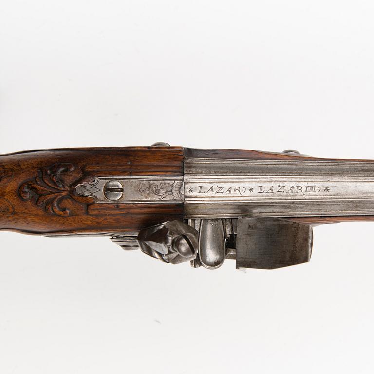 A flintlock rifle by Charles Bauduin, Liege, second half of 18th Century.