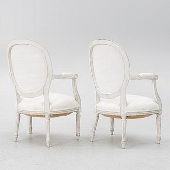 Armchairs, a pair, Gustavian style, 20th century.