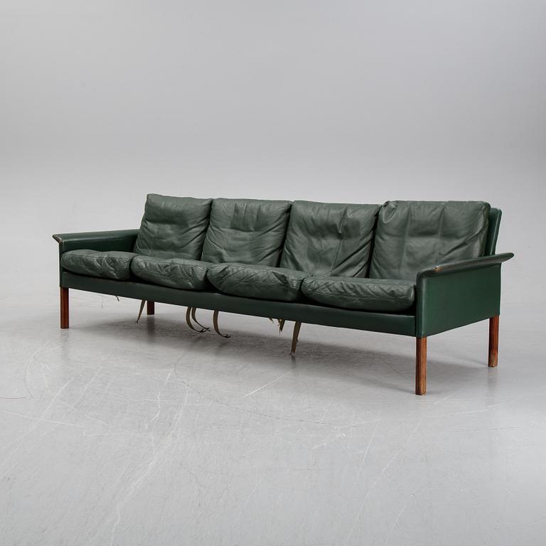 Hans Olsen, a green leather sofa, Denmark, 1960's.