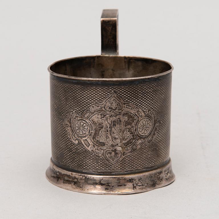 A silver teaglass holder, mark of Peter Silventoinen, Saint Petersburg 1887, assay master Aleksandr Fan-Der-Flit.