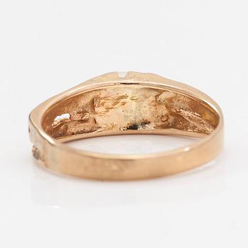 Björn Weckström, a 14K gold ring 'Polar Spring' with a cultured pearl for Lapponia 1971.
