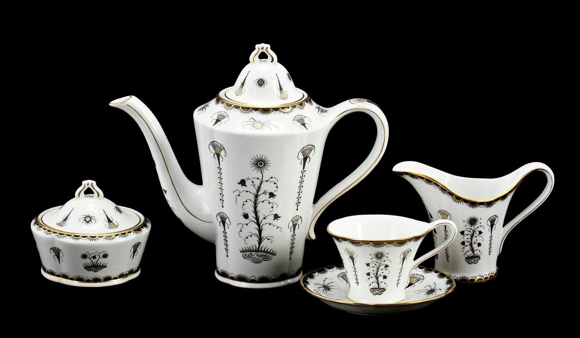 KAFFESERVIS, 16 delar, porslin, Rörstrand, 1900-talets första hälft.