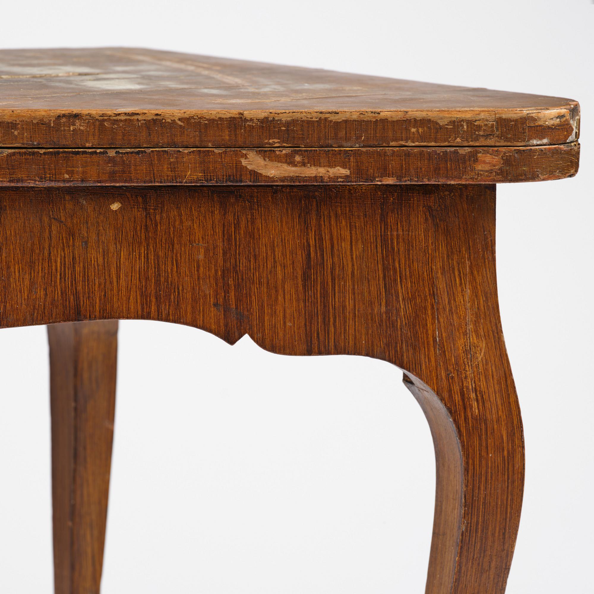 A faux-bois rococo cards table 'à l´hombre', Sweden, later part 18th century.