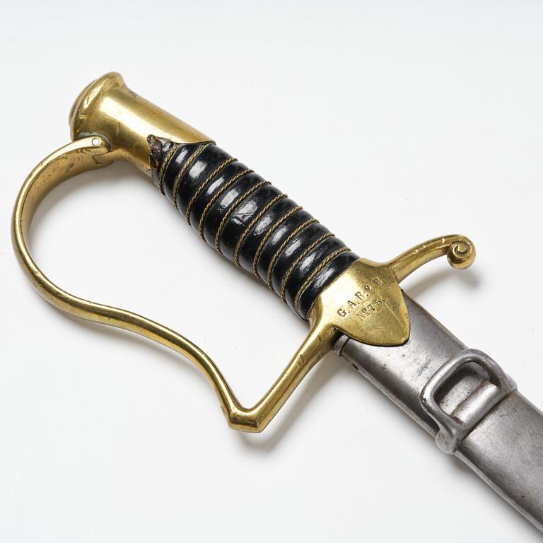 A Swedish artillery sword, 1889 pattern, with scabbard.