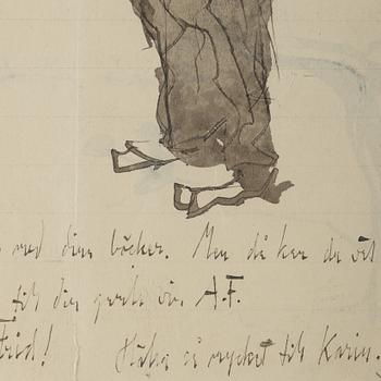 Axel Fridell, ink on paper. Signed with initials.