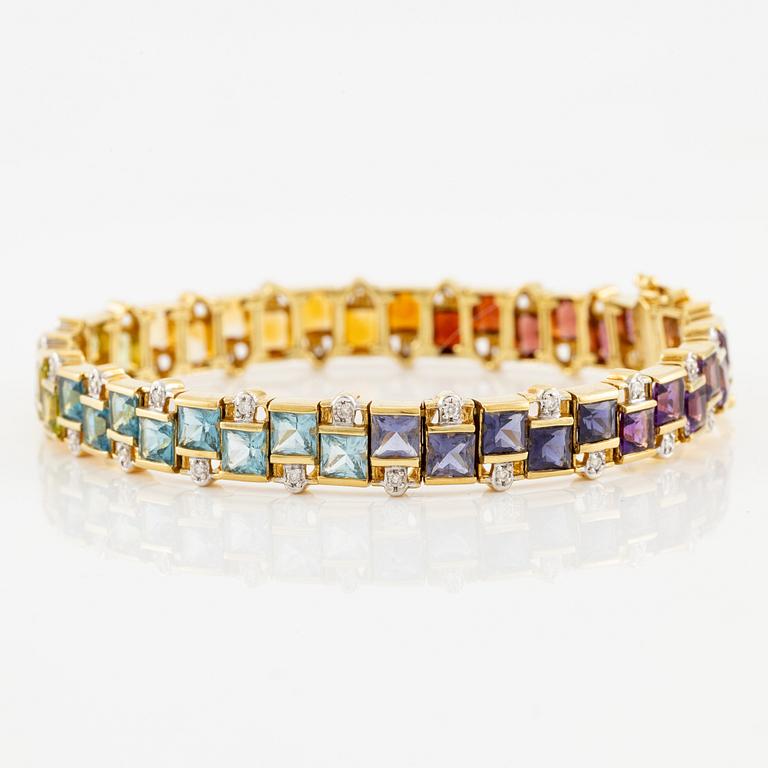 An H. Stern bracelet 18K gold with coloured gemstones and round brilliant-cut diamonds.