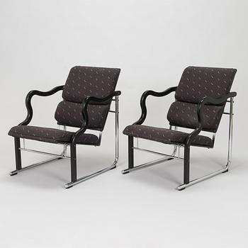 Yrjö Kukkapuro, A pair of 1980s 'Experiment' open armchairs for Avarte, Finland.