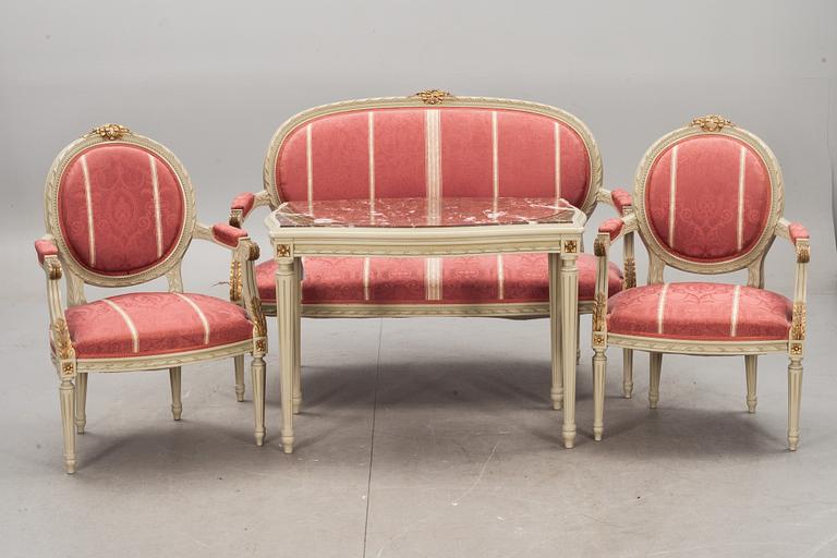 SALONGSMÖBLEMANG, 4 delar, gustaviansk stil.