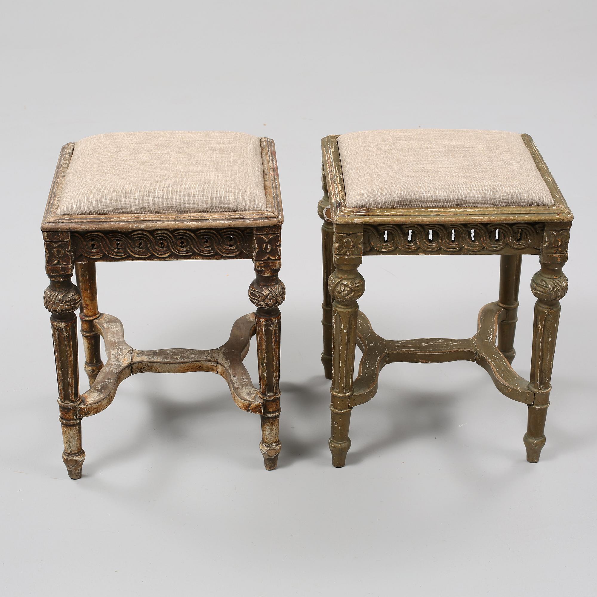 TABURETTER, ett par, troligen Danmark, 1800-tal.