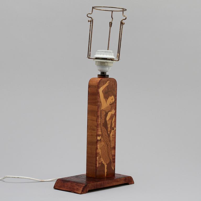 BORDSLAMPA, Mjölby Intarsia, 1930/40-tal.