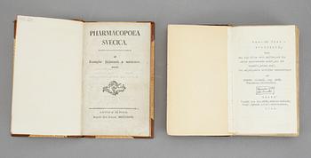 BÖCKER OM MEDICIN, 2 st, bla Hus- och Rese-Apotheque.., av Frantz Michael von Aken, Skara 1746.