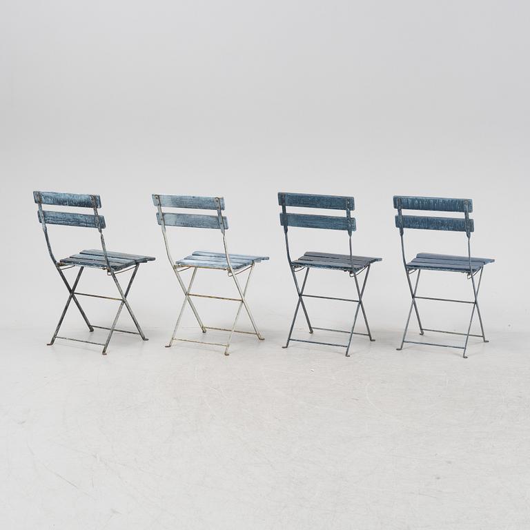 Four chairs and a table for the garden, late 20th century.