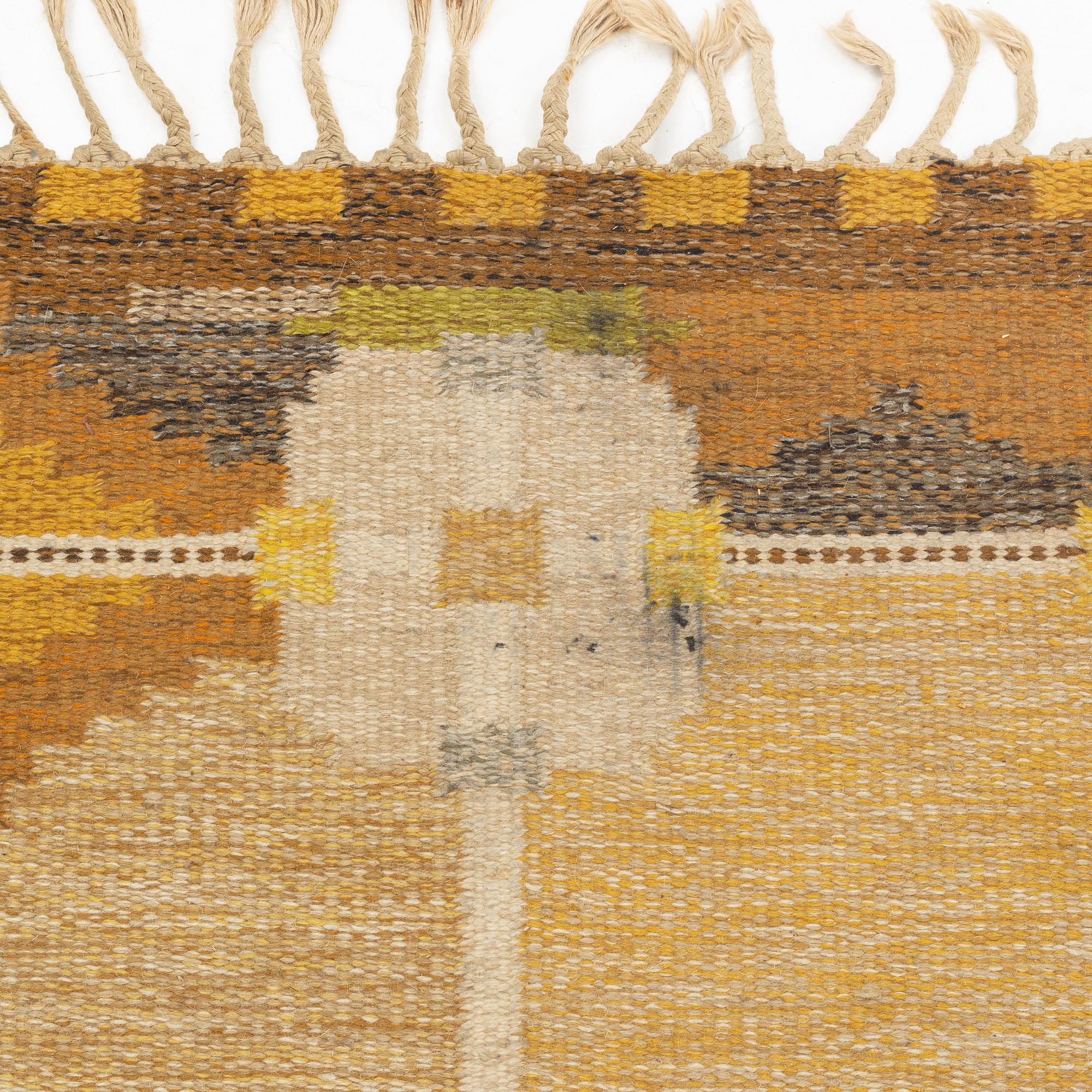 Ingegerd Silow, a flat weave rug, signed IS, c. 200 x 138 cm.