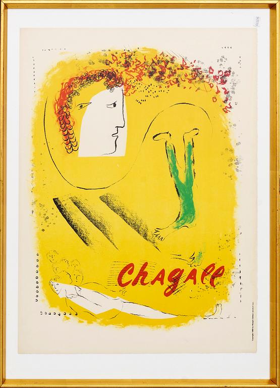 MARC CHAGALL, litography poster, Le Fond Jaune, 1969, Maeght.