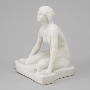 A marble sulpture 'Grodan' signed by Per Hasselberg.