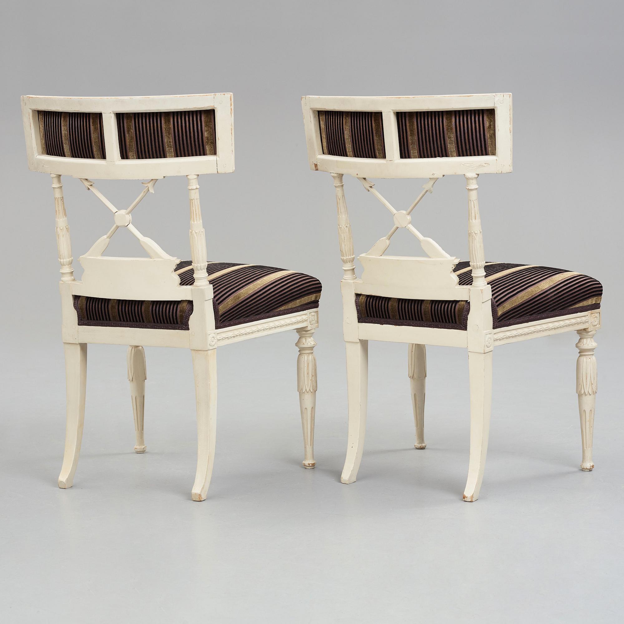 A pair of late Gustavian chairs by Johan Erik Höglander (master in Stockholm 1777).