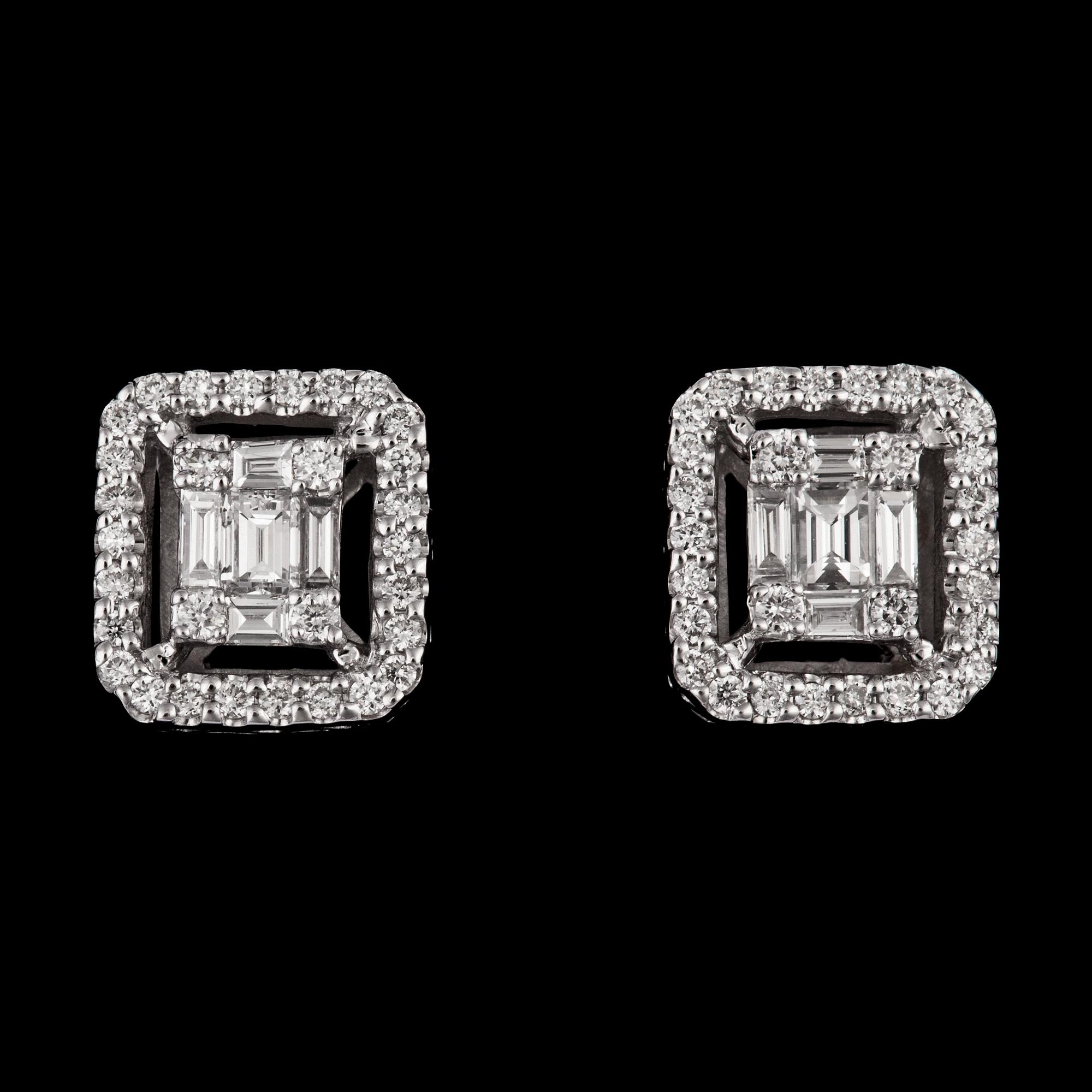 A pair of brilliant cut diamond earrings, tot. 0.57 cts.