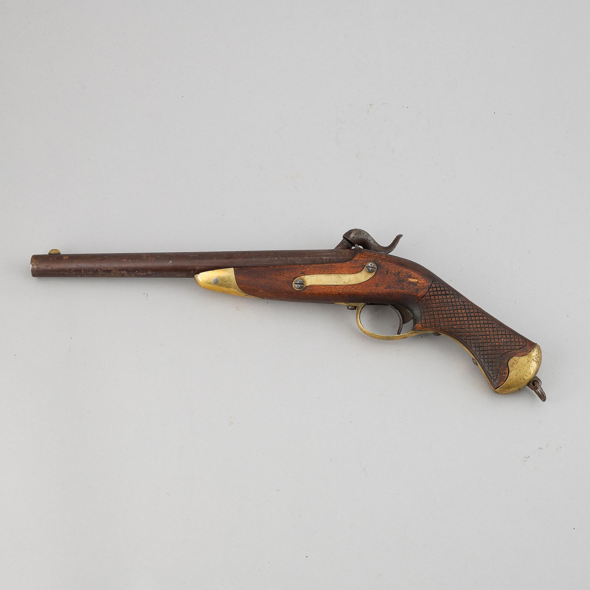 A Swedish rifled percussion pistol 1850 pattern.