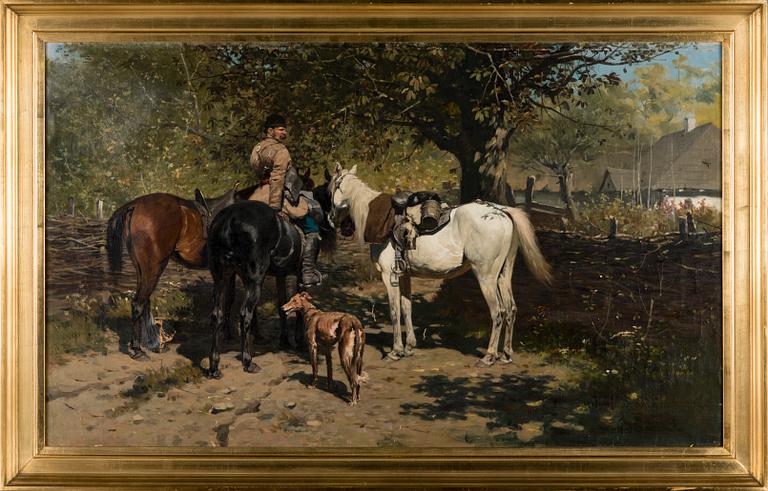 JOSEF VON BRANDT, öljy kankaalle, signeerattu ja päivätty 1883.