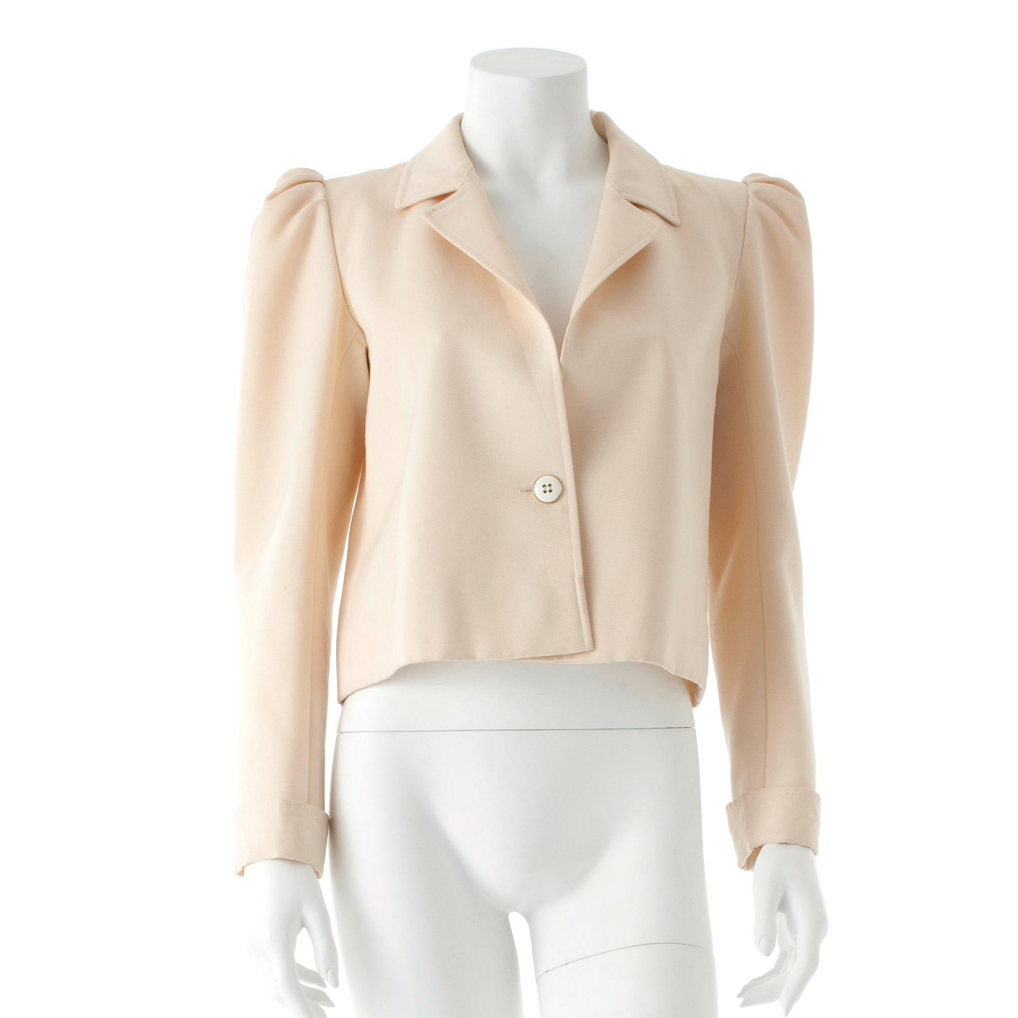 YVES SAINT LAURENT, a creme color silk jacket.