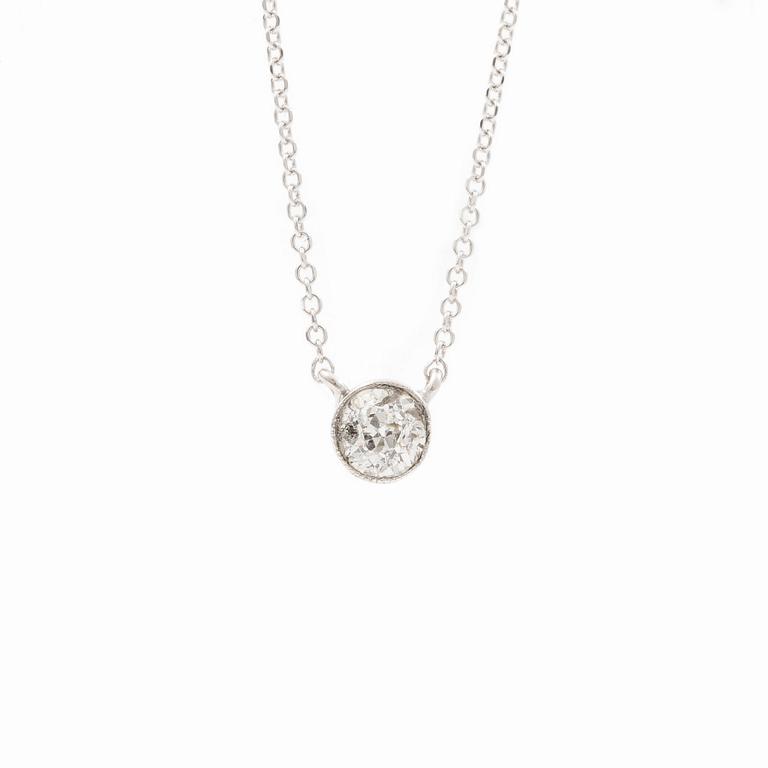 Necklace 18K white gold with an old-cut diamond.