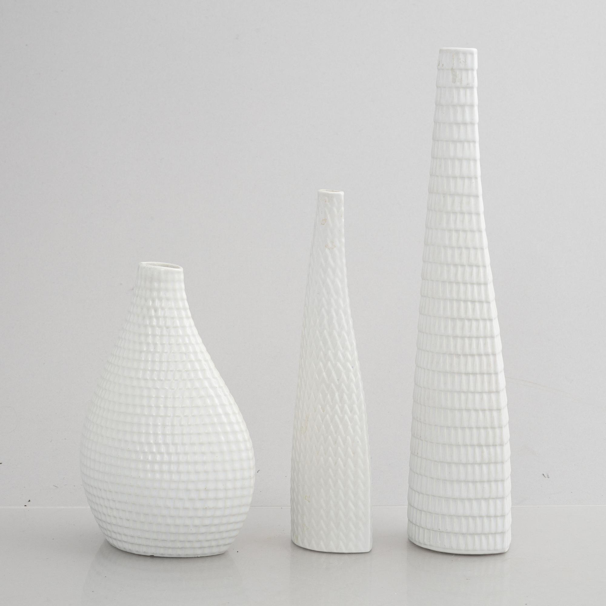 Stig Lindberg, a set of five stoneware "Reptile" vases & bowls, Gustavsberg, 1953-63.