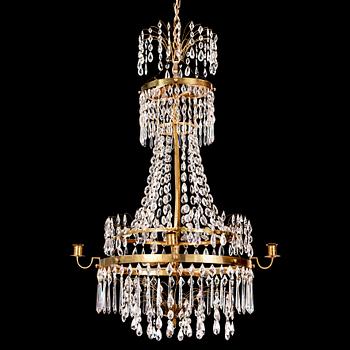 588. A late Gustavian early 19th century five-light chandelier.