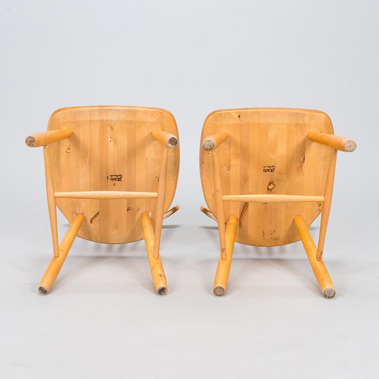 Carl Malmsten, a set of six "Lilla Åland" chairs, Stolab, dated 1990-1992.
