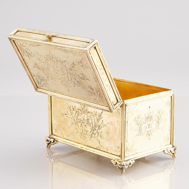 An ottoman empire gilded silver box, Abdul Hamid II's reign (1876-1909).
