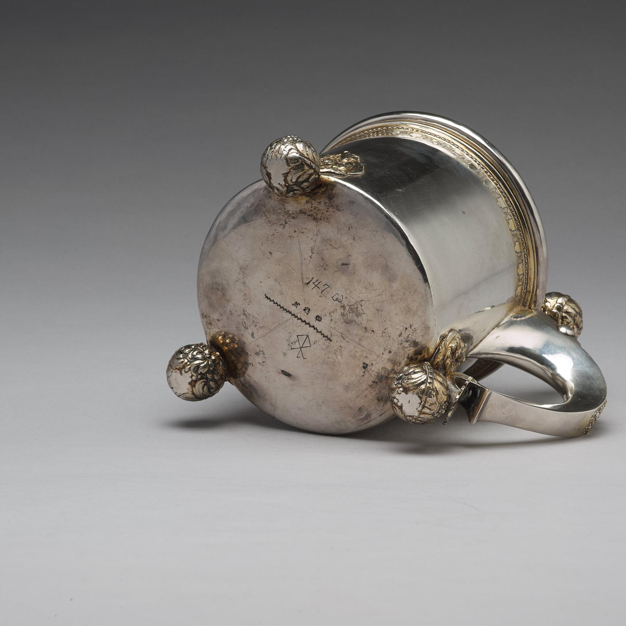 A Swedish 18th century parcel-gilt silver tankard, mark of Jacob Brunck, Stockholm 1724.