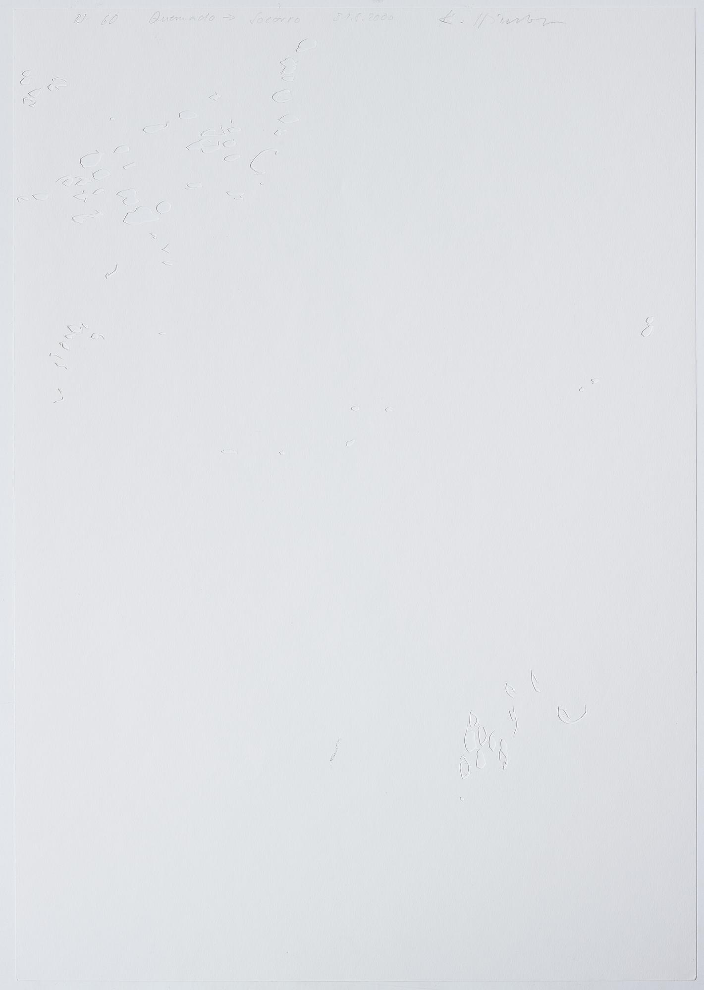 KATHARINA HINSBERG, Signed K. Hinsberg and dated 31.8.2000 RT 60 Quenado - Socorro. Perforated paper.