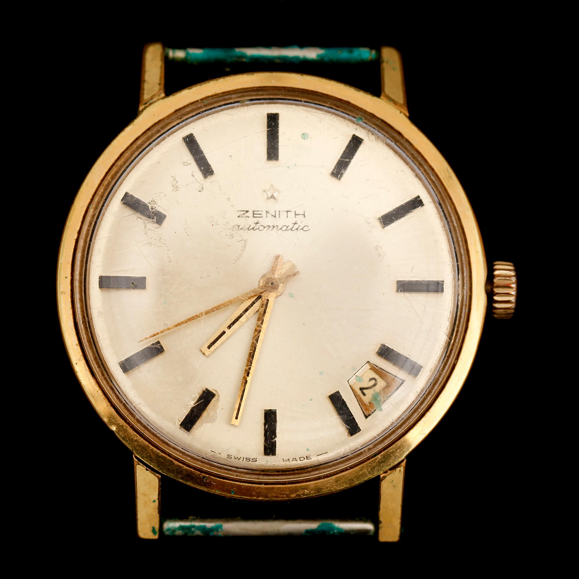 HERRARMBANDSUR, guld på stål, Zenith Automatic.