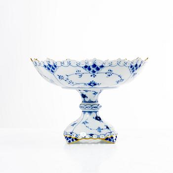Royal Copenhagen, Bowl on foot, model 1020, 'Blue Fluted Full Lace', Denmark.