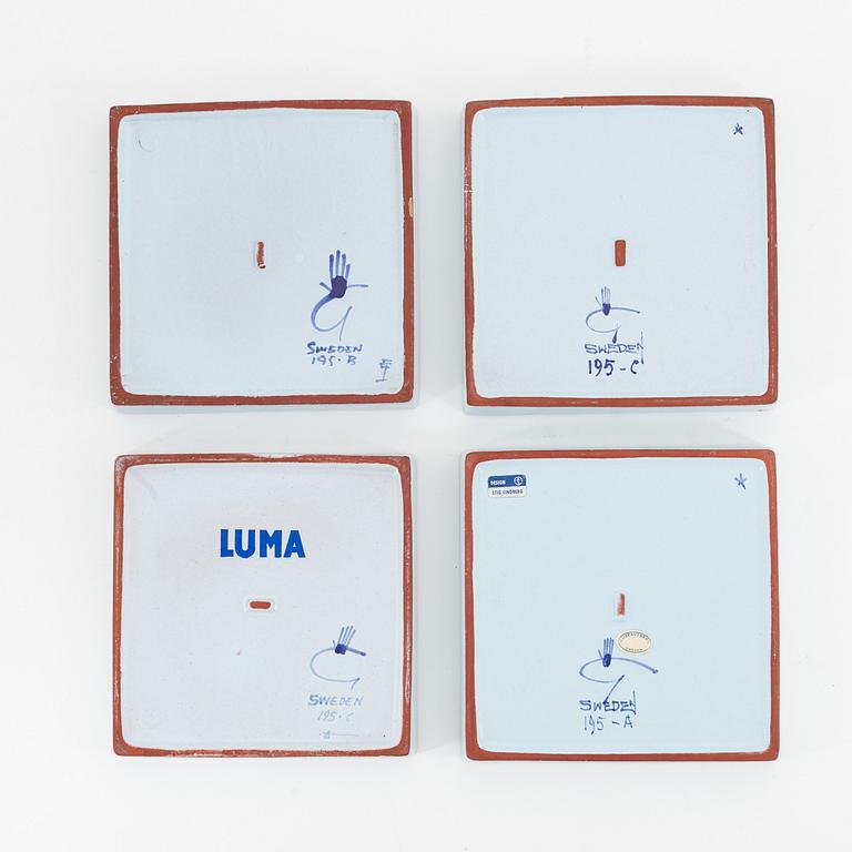 Stig Lindberg, a group of four earthenware 'Karneval' dishes, Gustavsbergs studio.