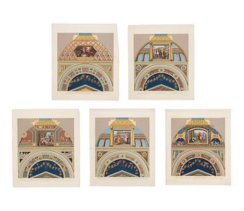 795. Giovanni Ottaviani, Five scenes from cloister vaults in the Raphael Loggias in the Vatican.