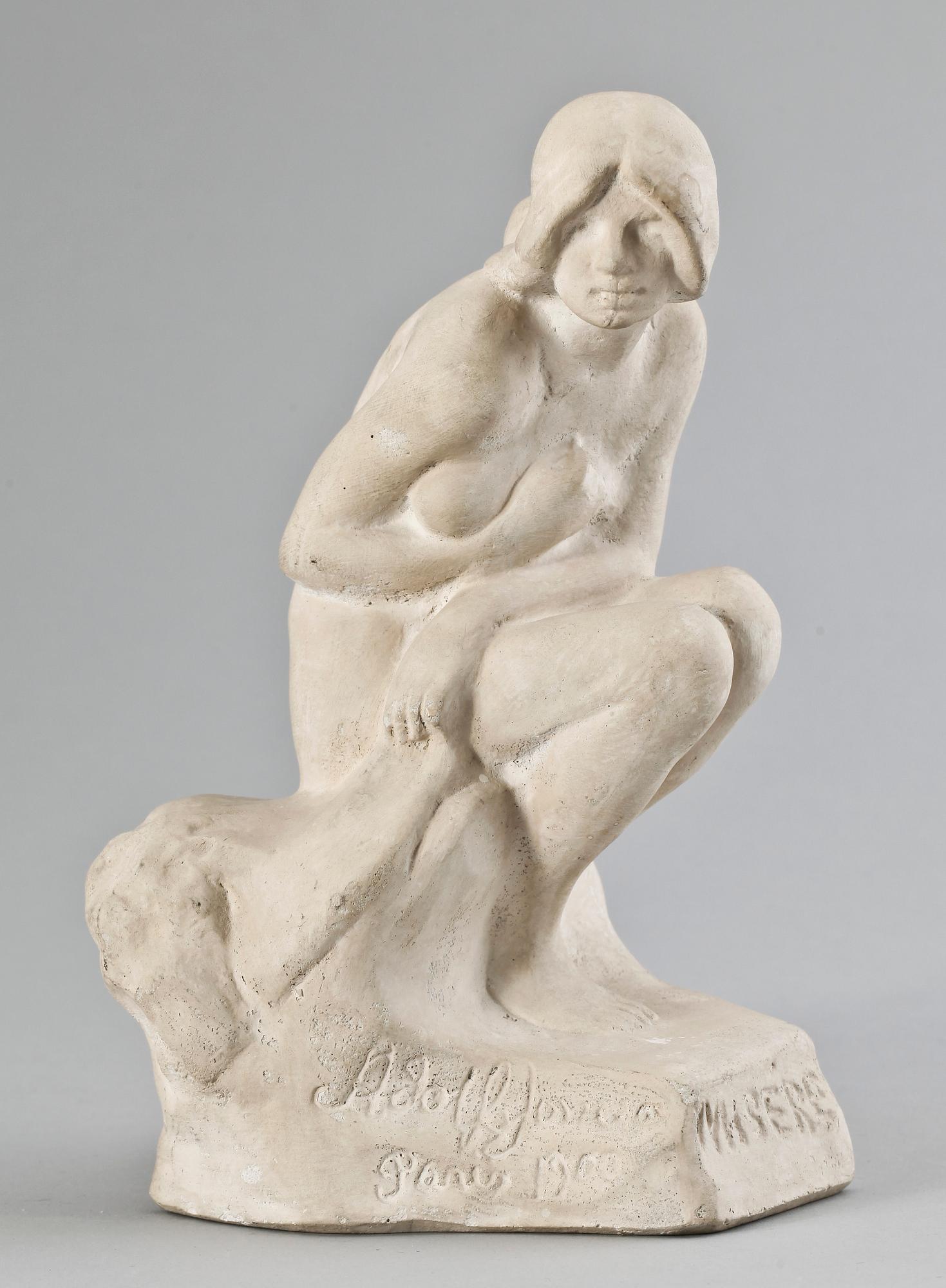 SVEN AUGUST ADOLF JONSSON, skulptur, gips, märkt Paris 1900.
