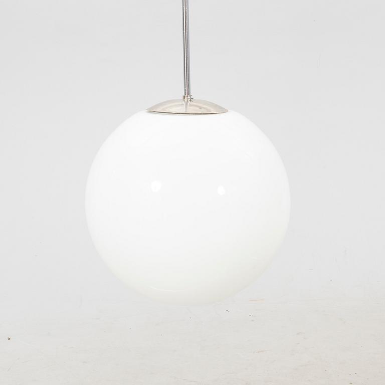 A glass and metal ceiling lamp from the 1940's/50's.