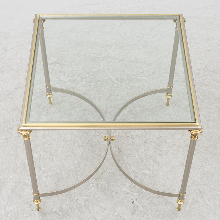 A pair of brass and glass sidetables, mid20th/second half of the 20th century.