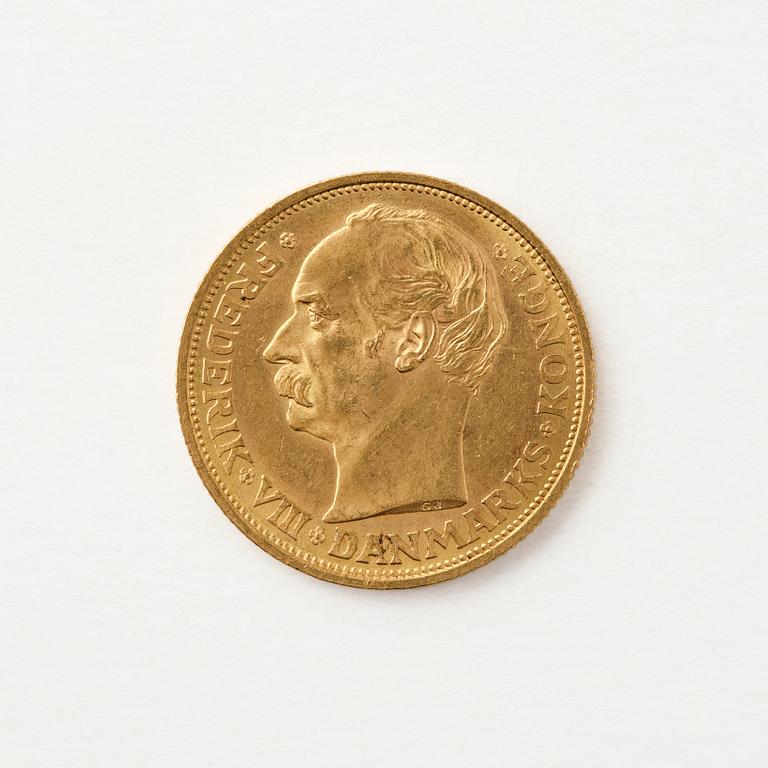 Frederik VIII, gold coin, Denmark, 20 kr, 1910.
