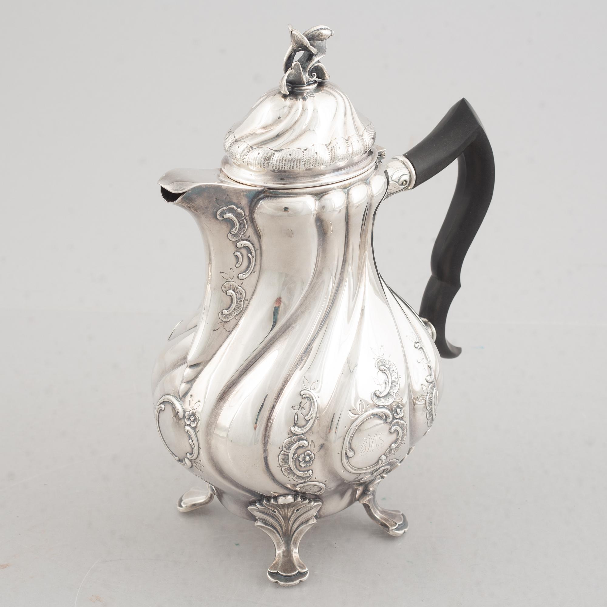 A Three Piece Silver Coffee Service, including mark of CG Hallberg, Stockholm 1961.