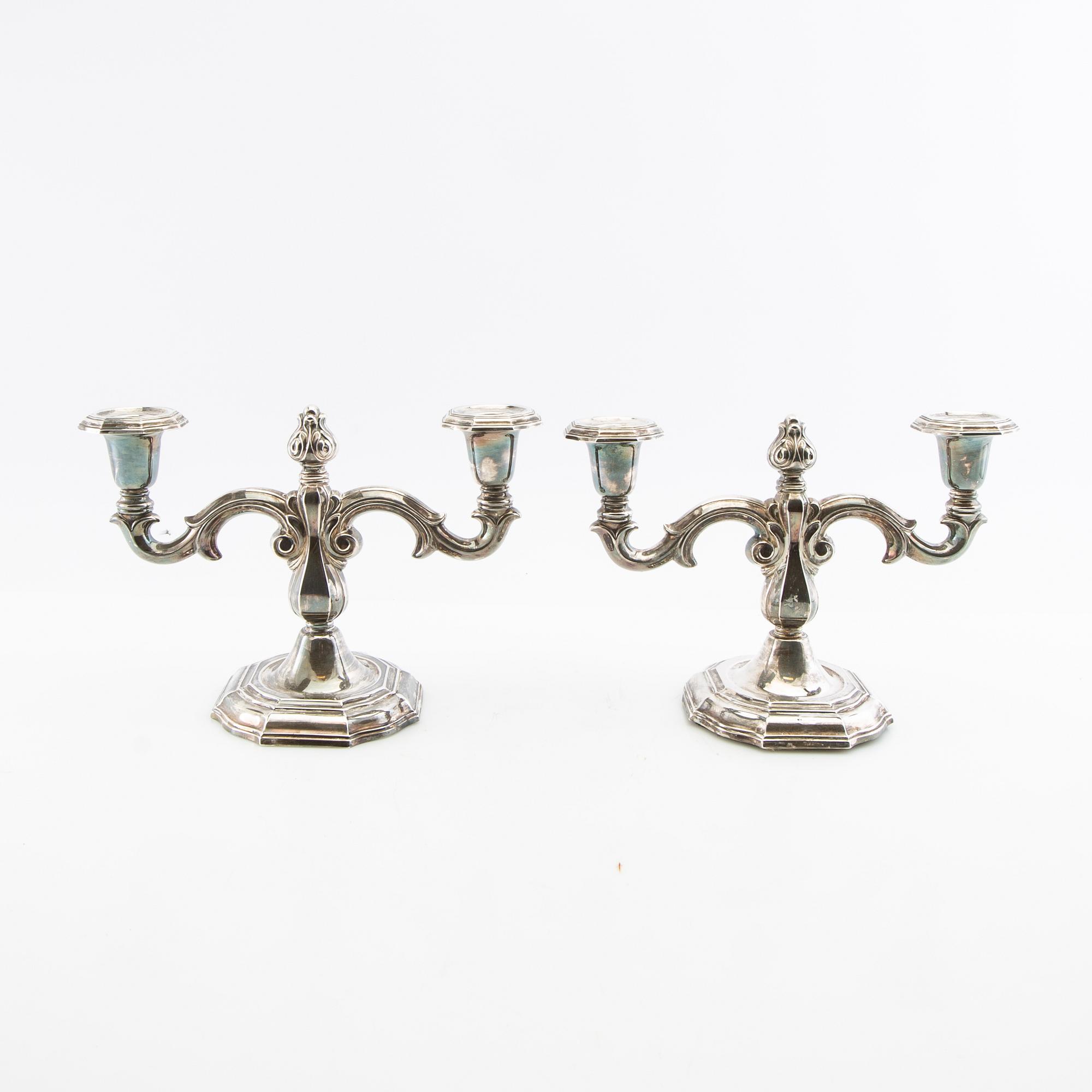 Candelabras a pair of sterling silver CG Hallberg Stockholm 1959.