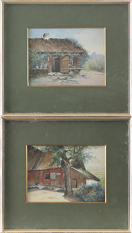 CLARA LÖFGREN, 2 st, tillskrivna, akvareller, osignerade.
