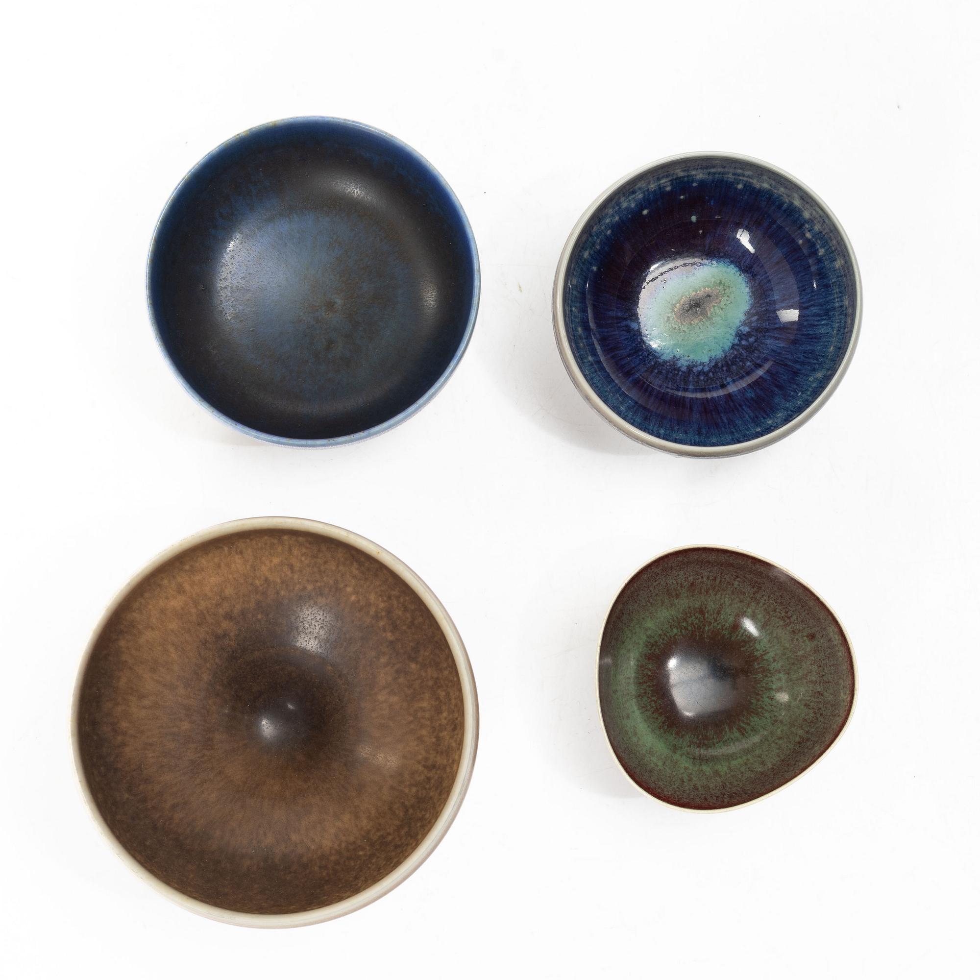 Berndt Friberg, a set oof four stoneware bowls, Gustavsberg Studio, 1960s–70s.
