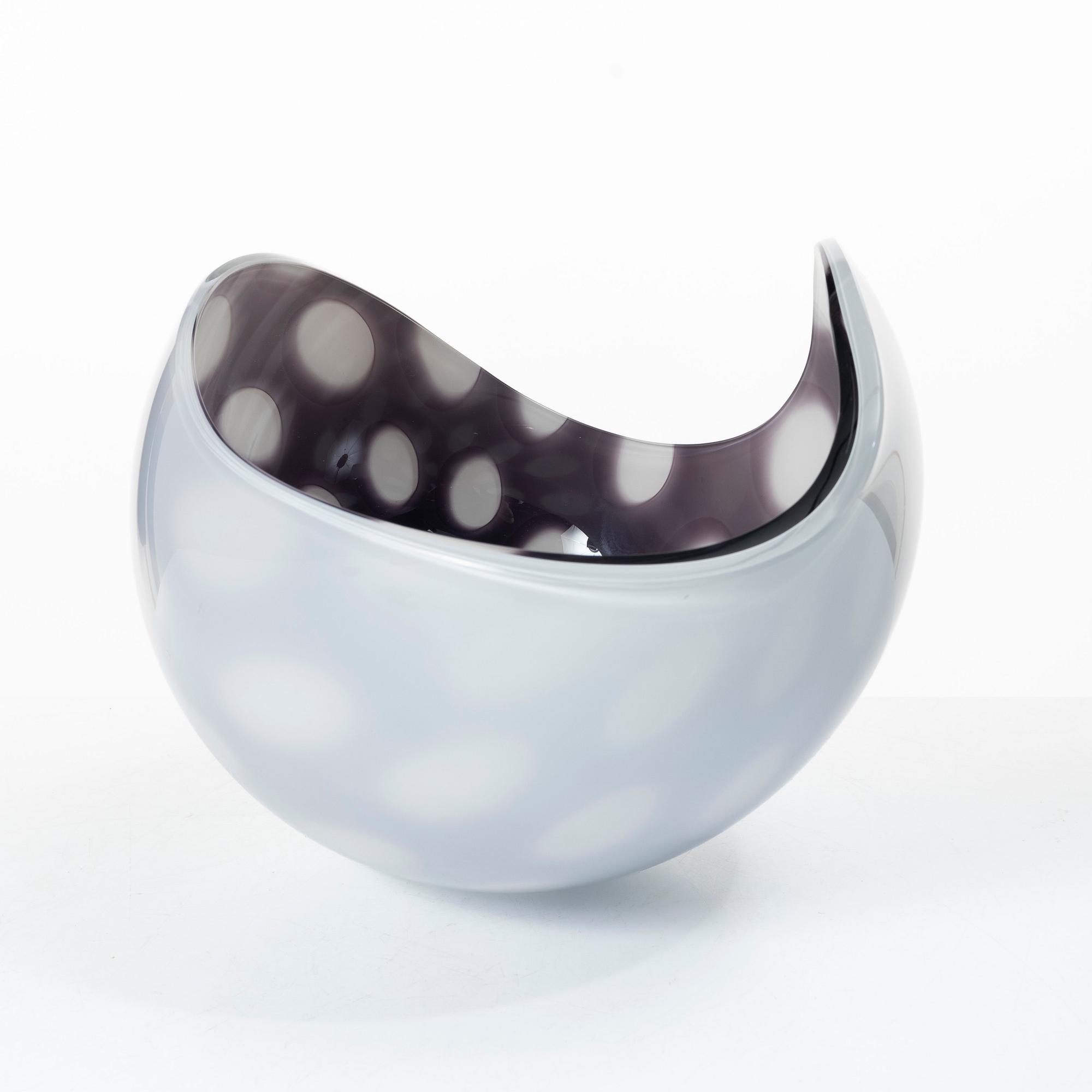 Lena Bergström, skål, glas, "Planets", unik, Orrefors 2005.